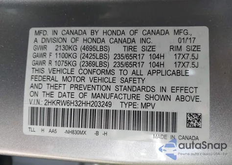 2017 Honda Cr-V Lx z USA, uszkodzony, nr VIN 2HKRW6H32HH203249